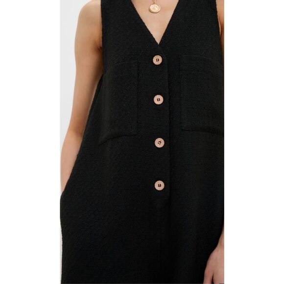 NWT TUCKERNUCK Black Textured Myla Effortless Chic Romper Women's Medium - Picture 4 of 14